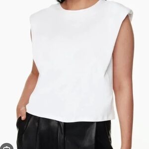Aritzia White Sleeveless Top with Shoulder Pads